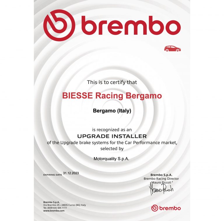 Scopri di più sull'articolo Certificazione Brembo Upgrade Installer
